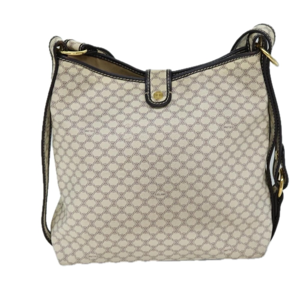 CELINE Macadam Canvas Shoulder Bag PVC White Auth 72176 - Picture 2 of 16